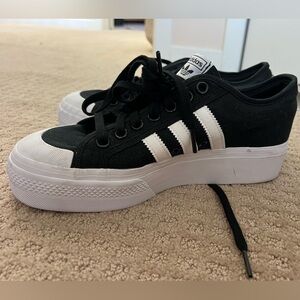 Addias Nizza platform sneakers black with white- size 10